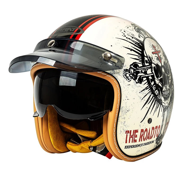The Street King Vintage Open Face Motorcycle Helmet