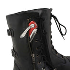 Milwaukee Leather Women's Graze Black Leather Lace-Up Motorcycle Boots with Zipper Pocket MBL9369