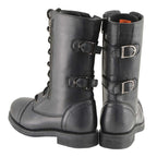 Milwaukee Leather Women's Graze Black Leather Lace-Up Motorcycle Boots with Zipper Pocket MBL9369