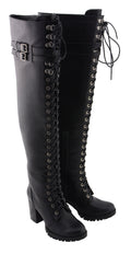 Milwaukee Leather Women's Black Above the Knee Lace-Up Fashion Casual Boots MBL9424