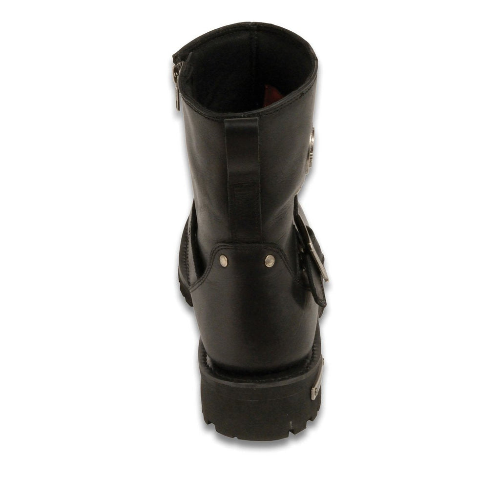 Milwaukee Leather Men's Black Leather Wide Width 6-inch Classic Engineer Motorcycle Boots w/ Side Zipper MBM9040W