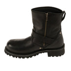 Milwaukee Leather Men's Black Leather Wide Width 6-inch Classic Engineer Motorcycle Boots w/ Side Zipper MBM9040W