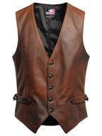Men's Classic Brown Genuine Leather Vest