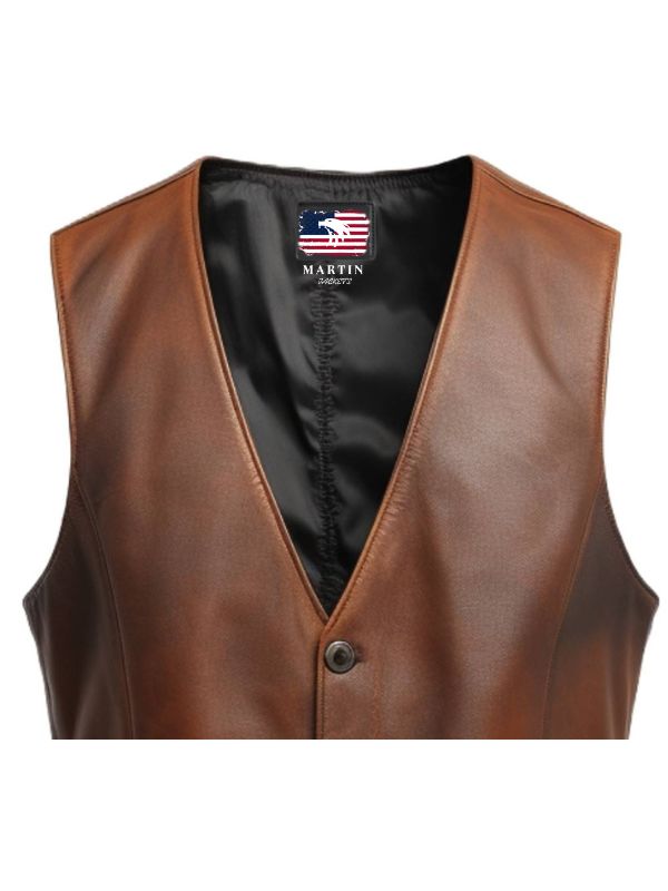 Men's Classic Brown Genuine Leather Vest