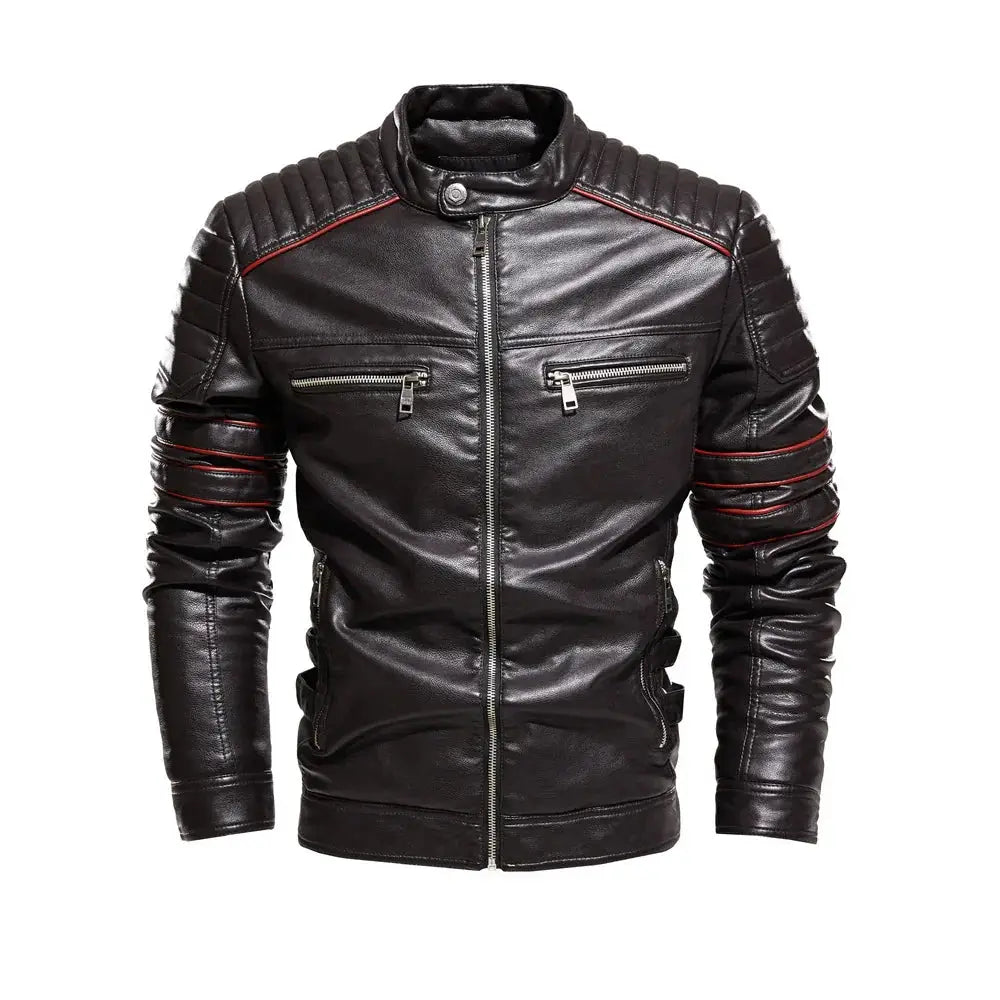 Fleece Lined Leather Motorcycle Jacket