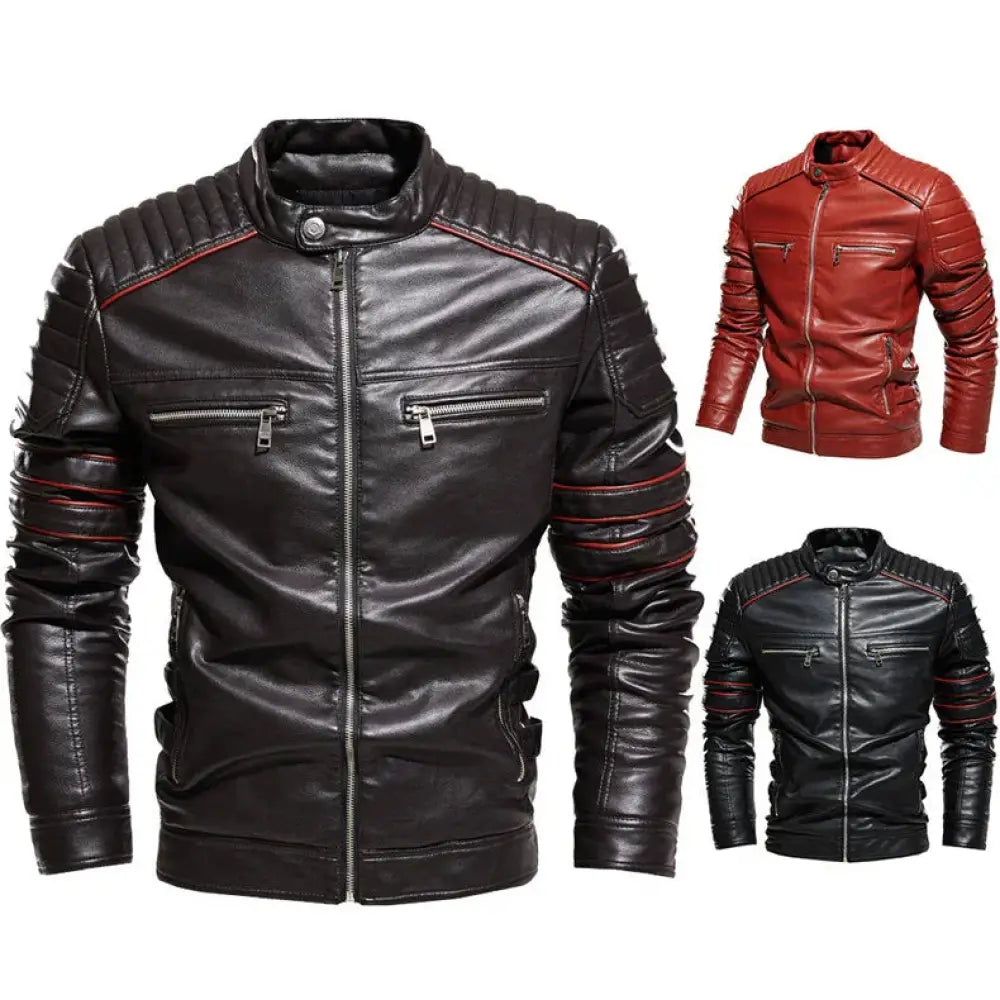 Fleece Lined Leather Motorcycle Jacket