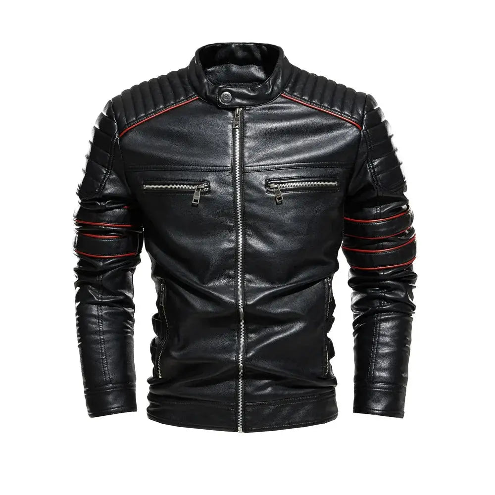 Fleece Lined Leather Motorcycle Jacket