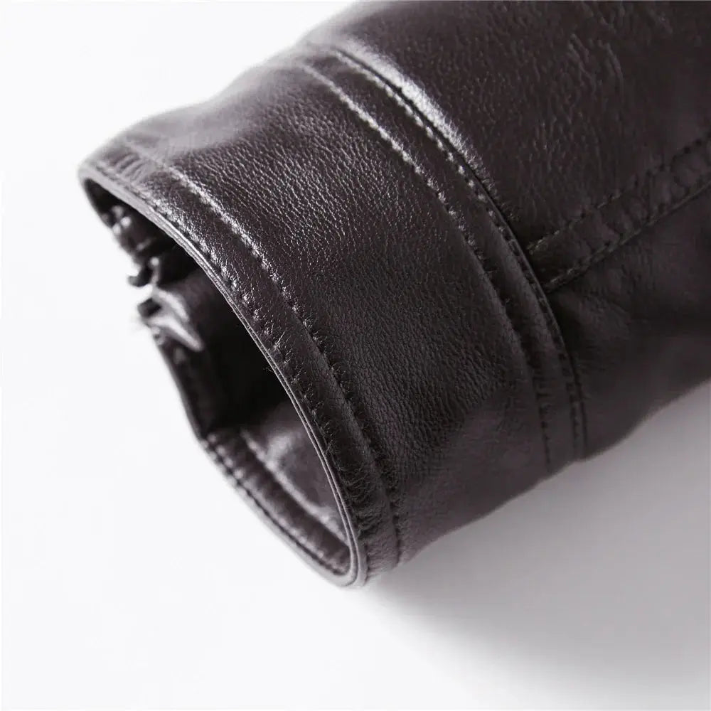 Fleece Lined Leather Motorcycle Jacket