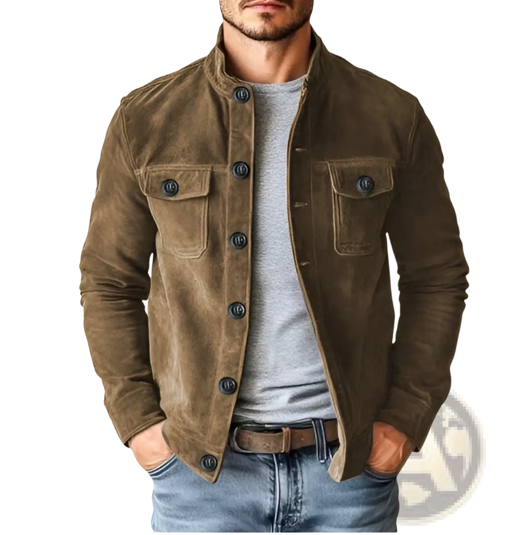 Men's Casual Faux Suede Slim Fit Motorcycle Jacket