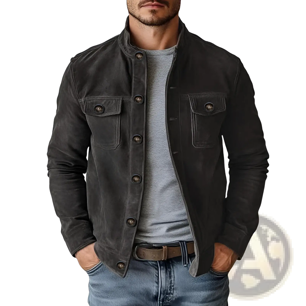 Men's Casual Faux Suede Slim Fit Motorcycle Jacket