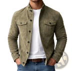 Men's Casual Faux Suede Slim Fit Motorcycle Jacket