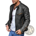 Men's Distressed Pu Leather Motorcycle Jacket