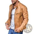 Men's Distressed Pu Leather Motorcycle Jacket