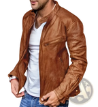 Men's Distressed Pu Leather Motorcycle Jacket
