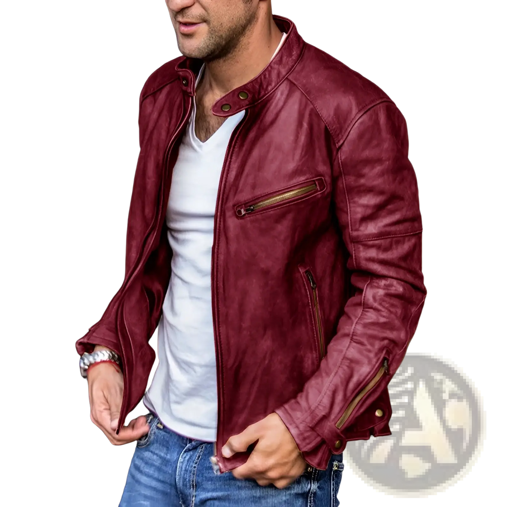 Men's Distressed Pu Leather Motorcycle Jacket