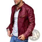 Men's Distressed Pu Leather Motorcycle Jacket