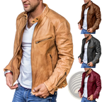 Men's Distressed Pu Leather Motorcycle Jacket