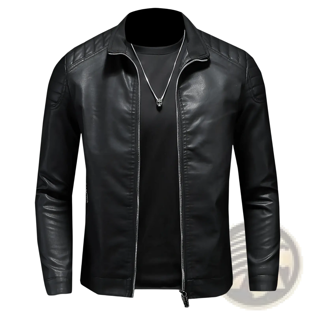 Men's Leather Motorcycle Jacket Slim Fit Biker Coat