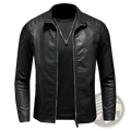 Men's Leather Motorcycle Jacket Slim Fit Biker Coat