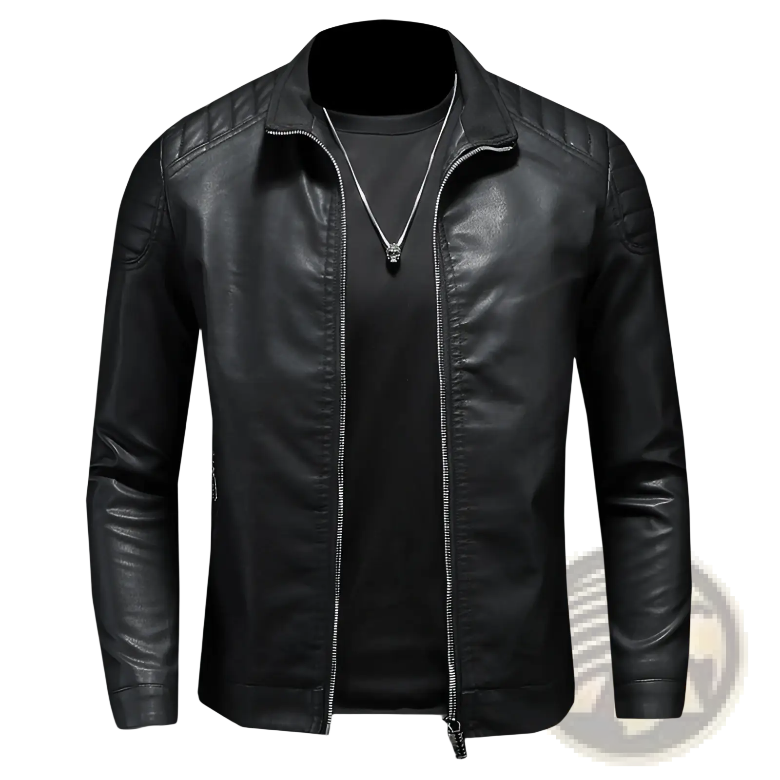 Men's Leather Motorcycle Jacket Slim Fit Biker Coat