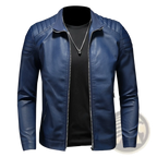 Men's Leather Motorcycle Jacket Slim Fit Biker Coat