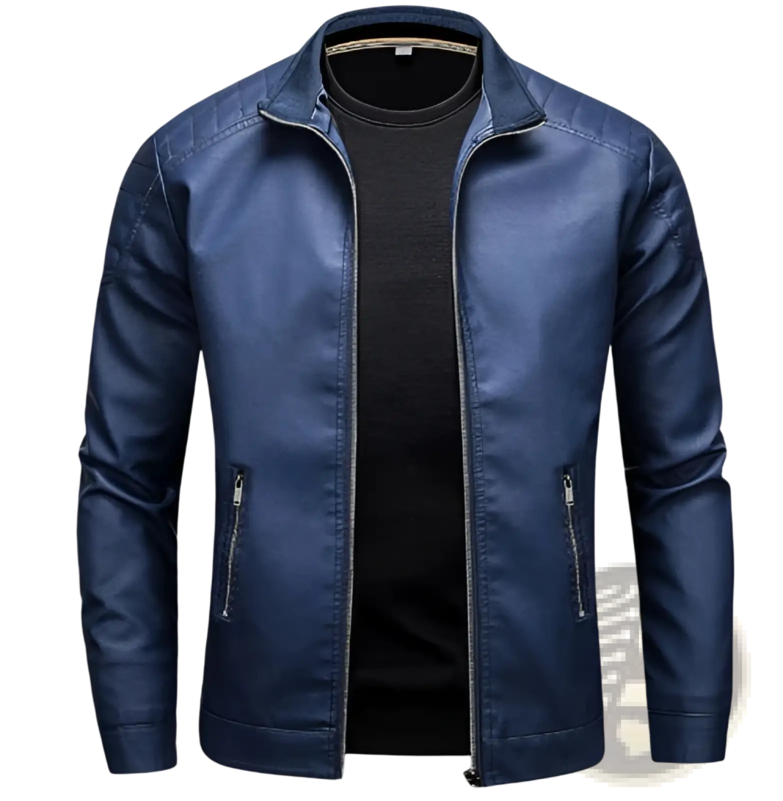 Men's Leather Motorcycle Jacket Slim Fit Biker Coat