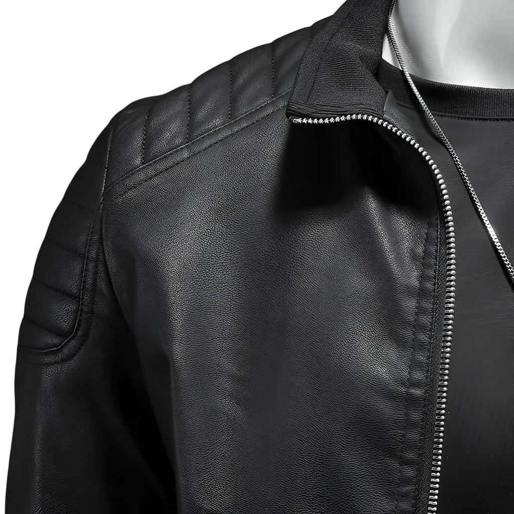Men's Leather Motorcycle Jacket Slim Fit Biker Coat