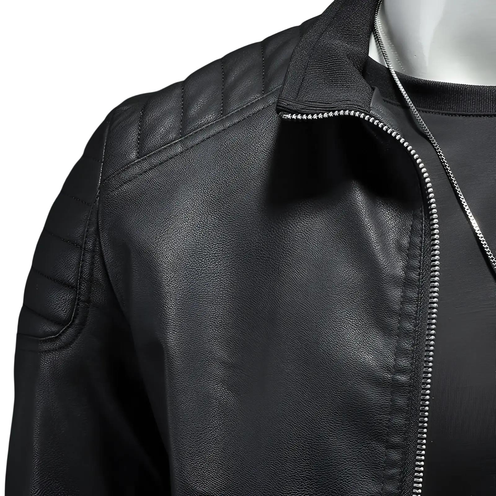 Men's Leather Motorcycle Jacket Slim Fit Biker Coat