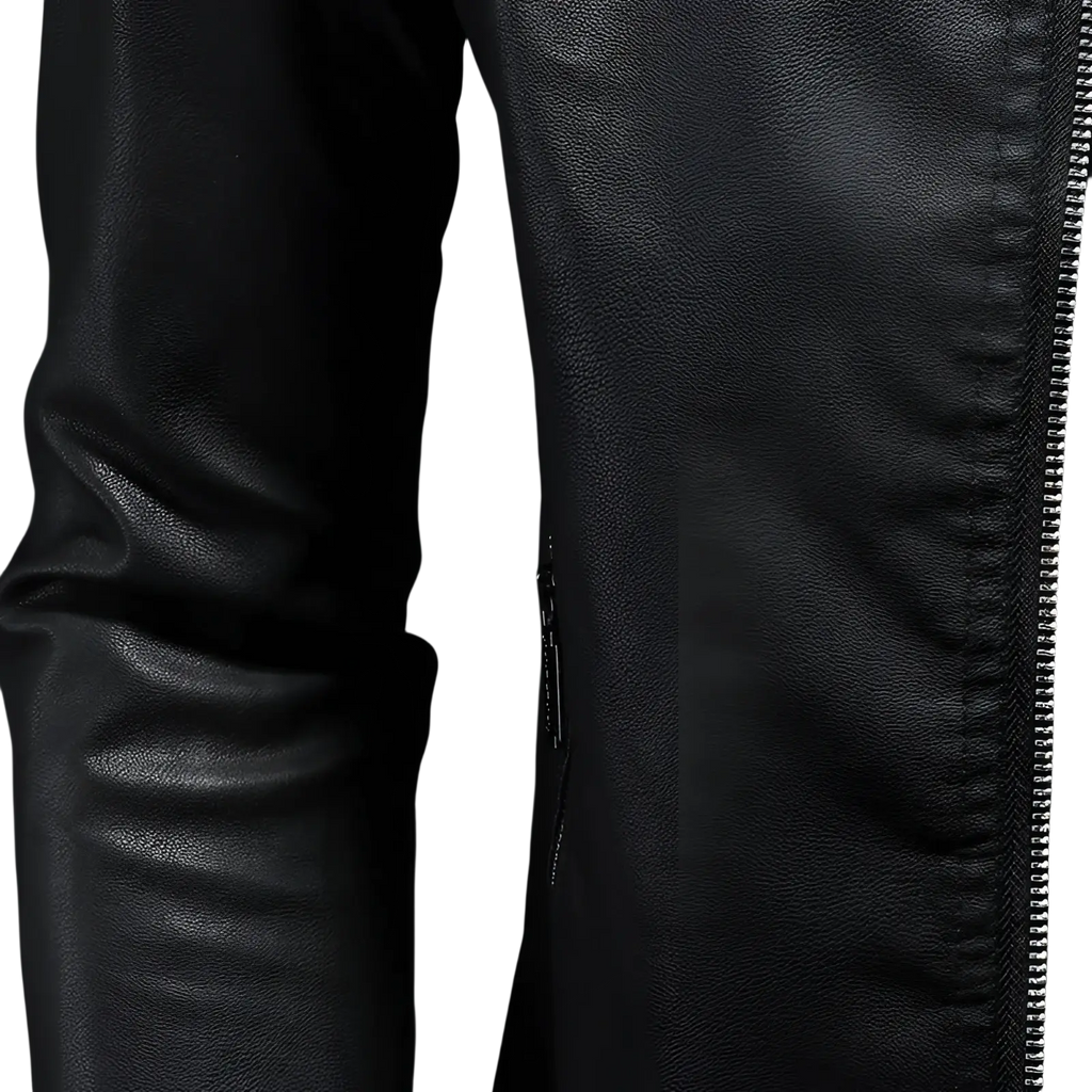 Men's Leather Motorcycle Jacket Slim Fit Biker Coat
