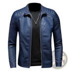 Men's Leather Motorcycle Jacket Slim Fit Biker Coat
