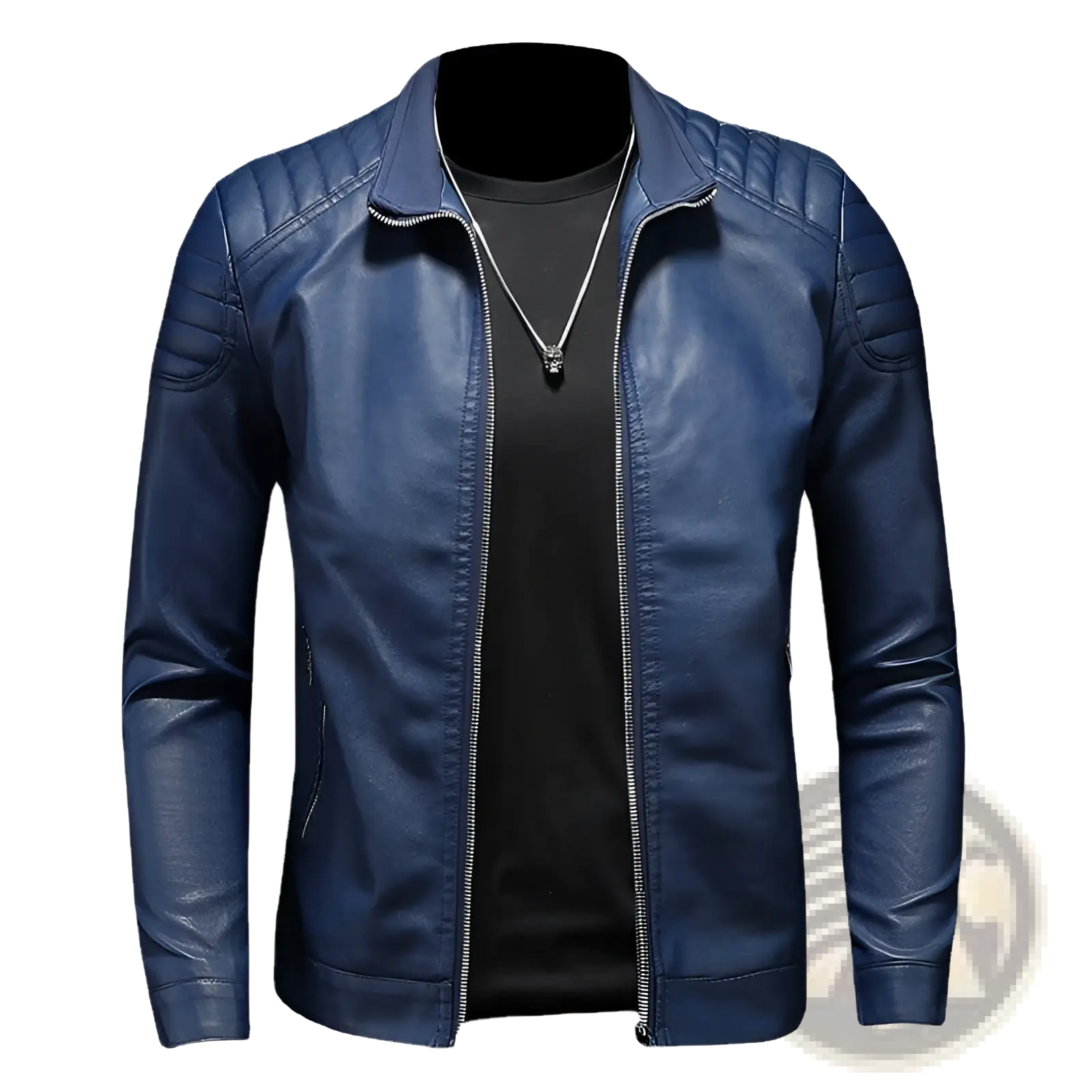 Men's Leather Motorcycle Jacket Slim Fit Biker Coat