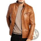 Men's Slim Fit Pu Leather Punk Motorcycle Jacket