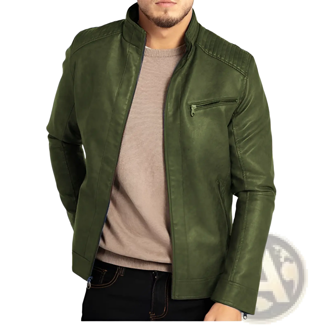 Men's Slim Fit Pu Leather Punk Motorcycle Jacket
