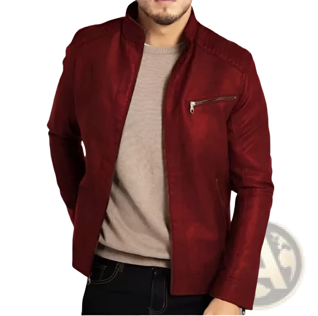 Men's Slim Fit Pu Leather Punk Motorcycle Jacket