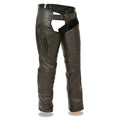 Milwaukee Leather Women's Classic Black Premium Leather Motorcycle Chaps w/ Black Wing Embroidery-ML1179