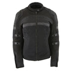 Milwaukee Leather MPL2775 Black Armored Textile Motorcycle Jacket for Women - All Season Jacket w/ Removable Liner