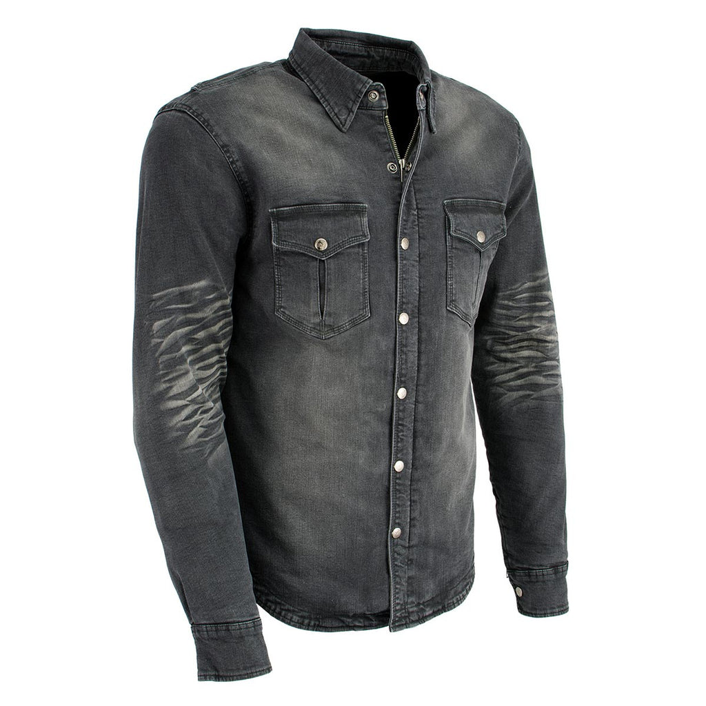Milwaukee Leather Men's Avalanche Black CE Armored Flannel Shirt with Aramid Reinforced Zones - MPM1620
