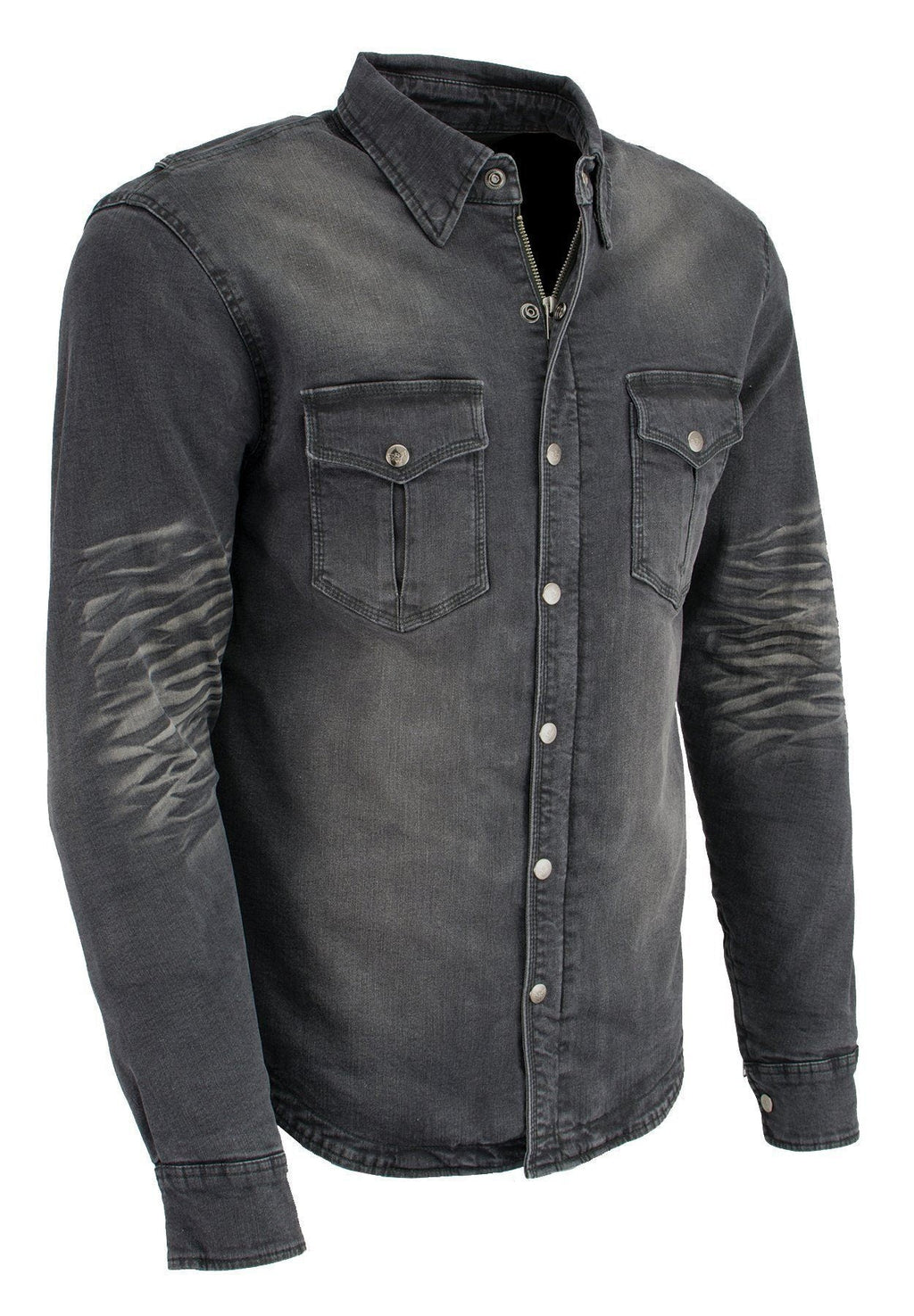 Milwaukee Leather Men's Avalanche Black CE Armored Flannel Shirt with Aramid Reinforced Zones - MPM1620