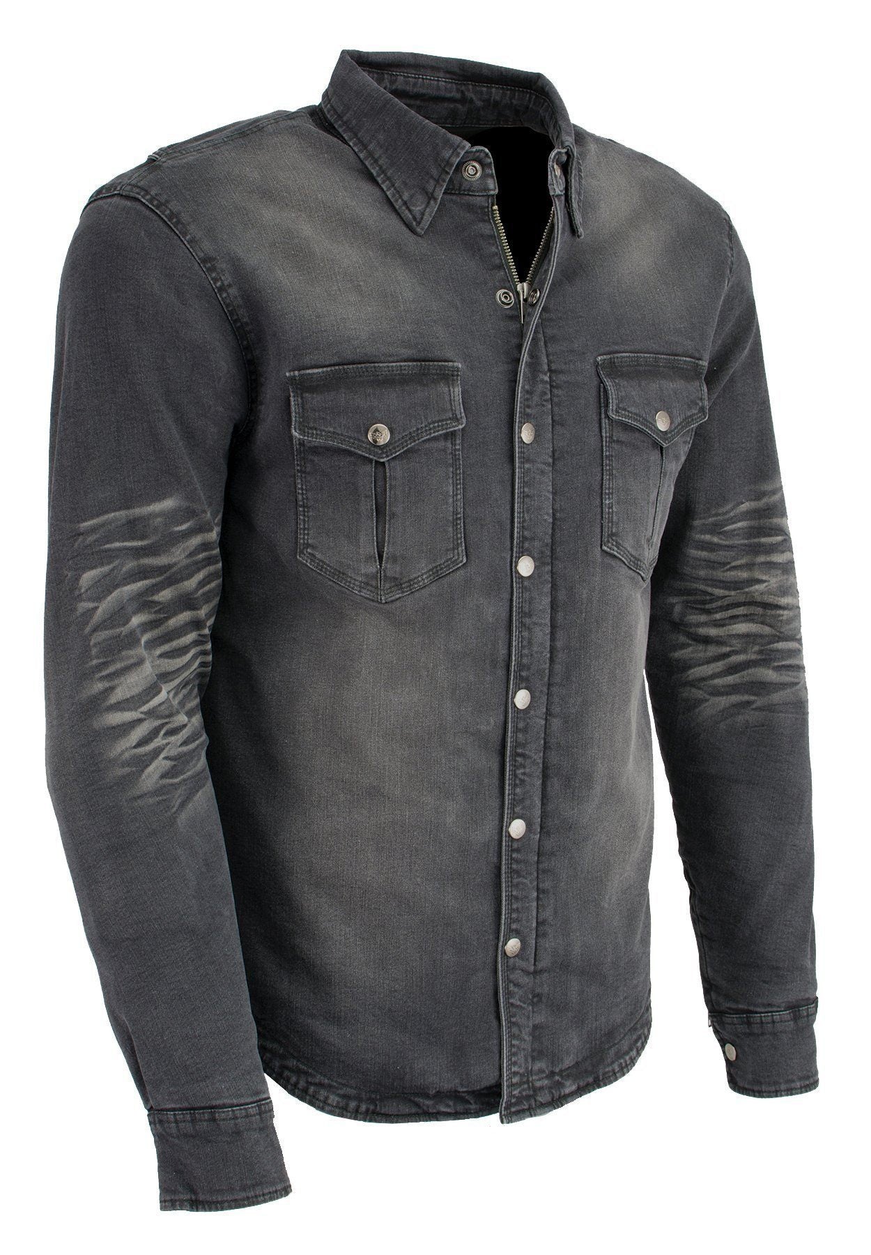 Milwaukee Leather Men's Avalanche Black CE Armored Flannel Shirt with Aramid Reinforced Zones - MPM1620