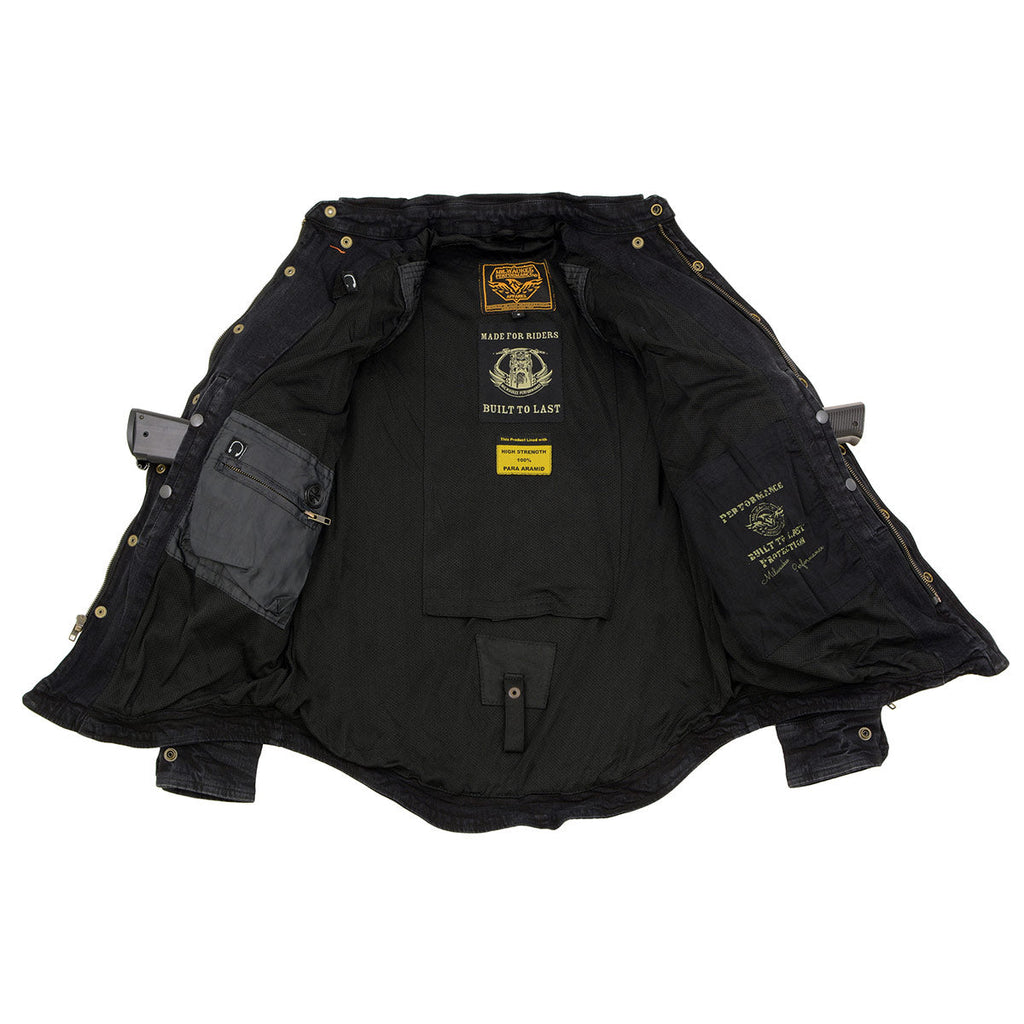 Milwaukee Leather Men's Avalanche Black CE Armored Flannel Shirt with Aramid Reinforced Zones - MPM1620