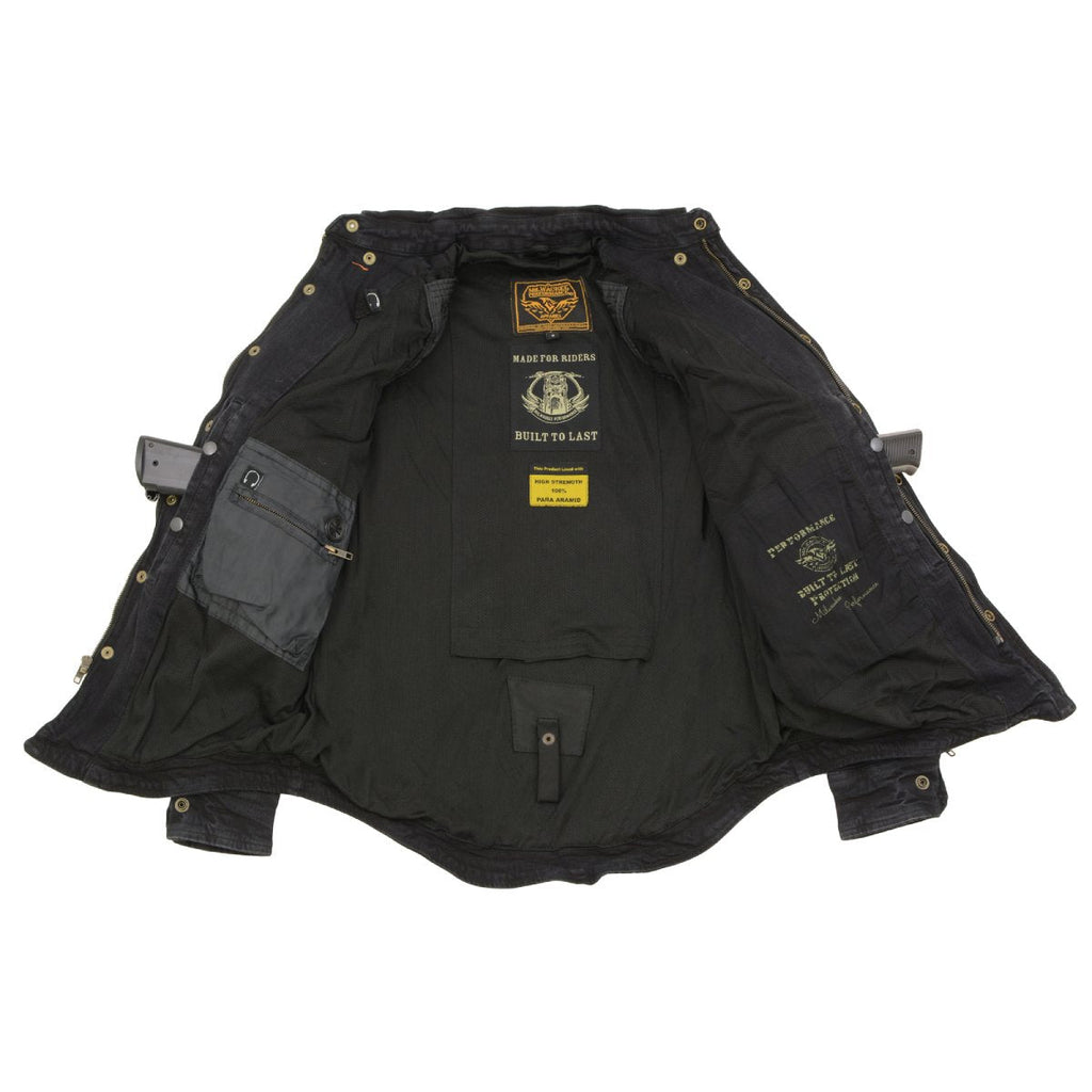Milwaukee Leather Men's Avalanche Black CE Armored Flannel Shirt with Aramid Reinforced Zones - MPM1620