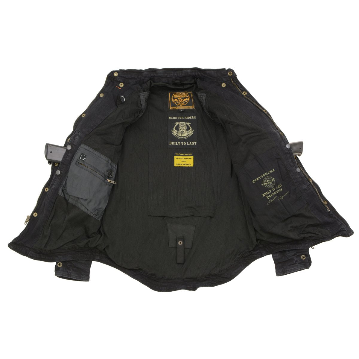 Milwaukee Leather Men's Avalanche Black CE Armored Flannel Shirt with Aramid Reinforced Zones - MPM1620
