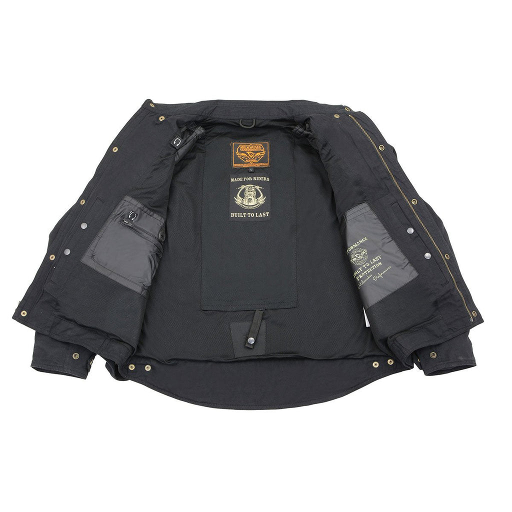 Milwaukee Leather Men's Hellbound Black CE Armored Flannel Shirt with Aramid Reinforced Zones - MPM1623