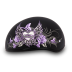 DOT Approved Daytona Motorcycle Half Face Helmet - Skull Cap Graphics for Men & Women, Scooters, ATVs, UTVs & Choppers - W/ Wild At Heart