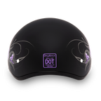 DOT Approved Daytona Motorcycle Half Face Helmet - Skull Cap Graphics for Men & Women, Scooters, ATVs, UTVs & Choppers - W/ Wild At Heart