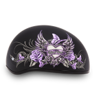 DOT Approved Daytona Motorcycle Half Face Helmet - Skull Cap Graphics for Men & Women, Scooters, ATVs, UTVs & Choppers - W/ Wild At Heart