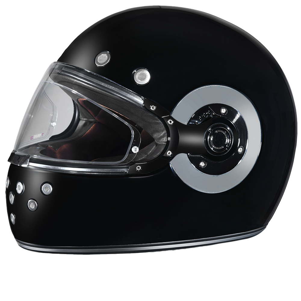 D.O.T. & ECE Daytona Retro Full Face Motorcycle Helmet: Vintage Style for Men, Women, & Youth - Hi-Gloss Black w/ Chrome Accents