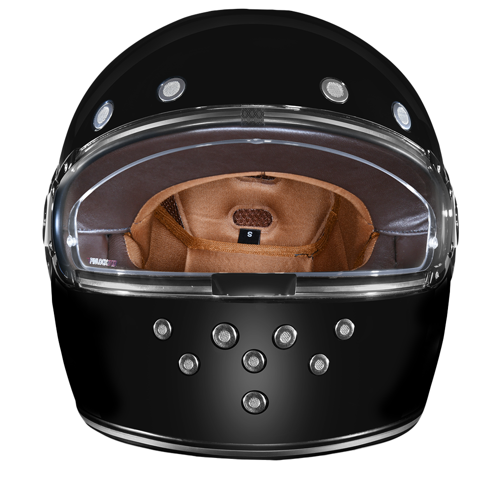 D.O.T. & ECE Daytona Retro Full Face Motorcycle Helmet: Vintage Style for Men, Women, & Youth - Hi-Gloss Black w/ Chrome Accents