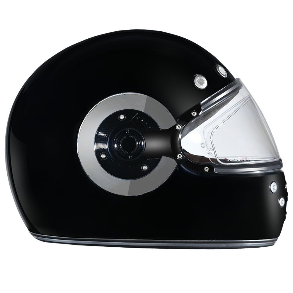 D.O.T. & ECE Daytona Retro Full Face Motorcycle Helmet: Vintage Style for Men, Women, & Youth - Hi-Gloss Black w/ Chrome Accents