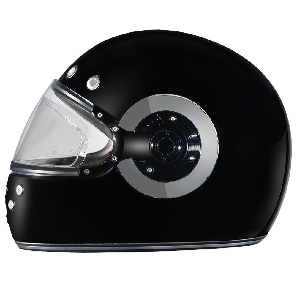 D.O.T. & ECE Daytona Retro Full Face Motorcycle Helmet: Vintage Style for Men, Women, & Youth - Hi-Gloss Black w/ Chrome Accents